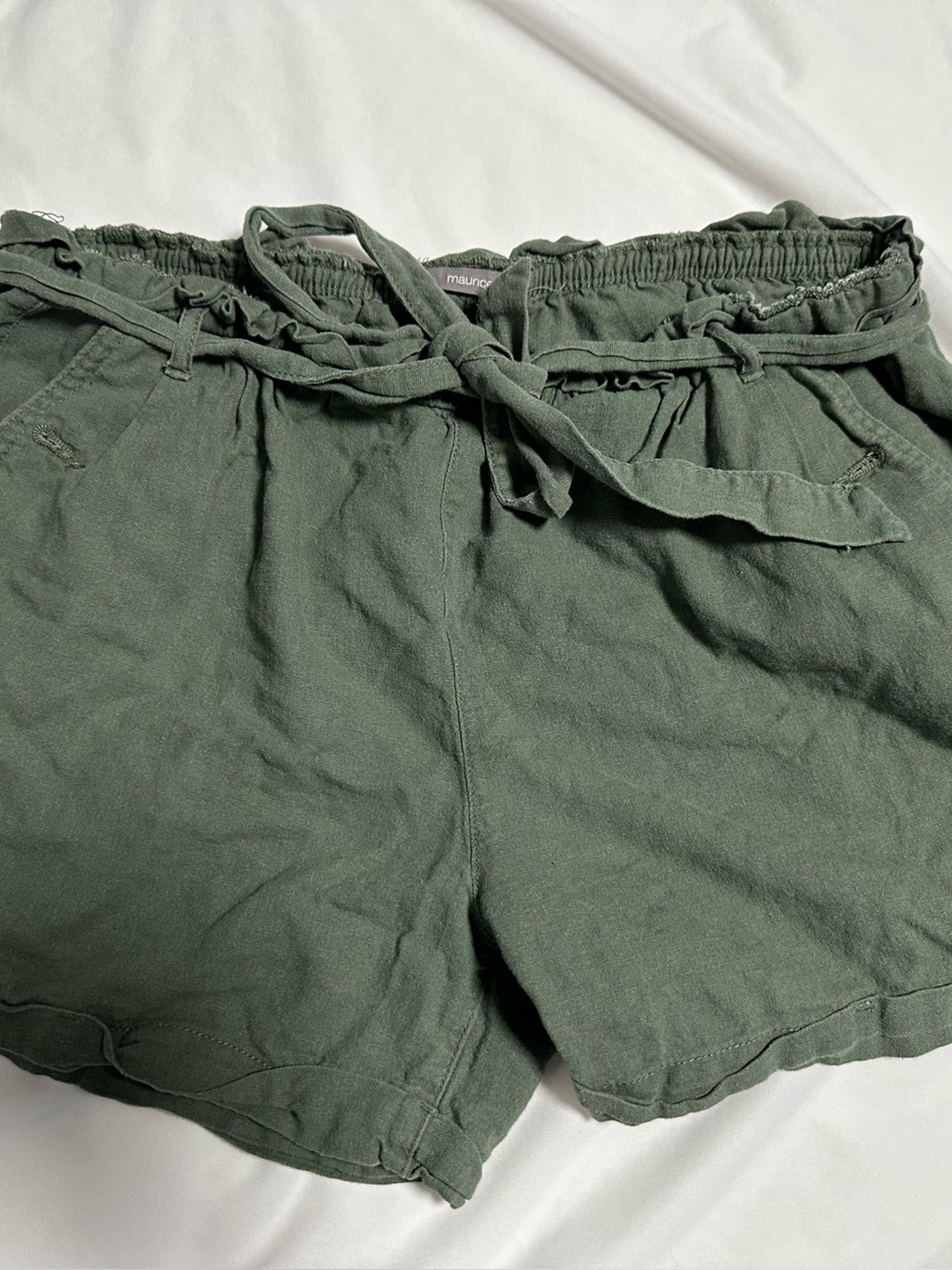 Maurices Olive Green High-Waist Tie-Front Shorts